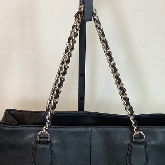 COACH PEYTON SAFFIANO LEATHER CHAIN TOTE BLACK - Picture 7 of 7